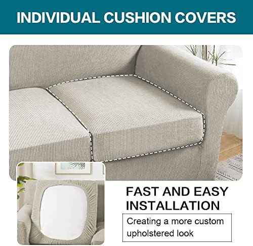Turquoize 4 Piece Sofa Covers for 3 Cushion Couch Sofa Slipcover Soft Couch C...