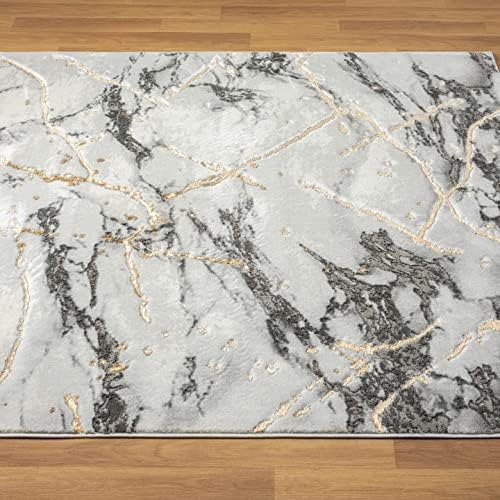 LUXE WEAVERS Ivory Gold 8x10 Marble Abstract Area Rug
