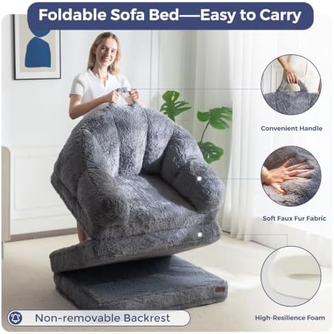 MAXYOYO Folding Sofa Bed, 2 in 1 Convertible Sofa to Lounger