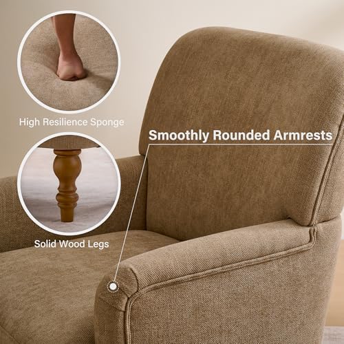 Modern Wingback Accent Chair, Upholstered Fabric Living Room Armchair with Wo...