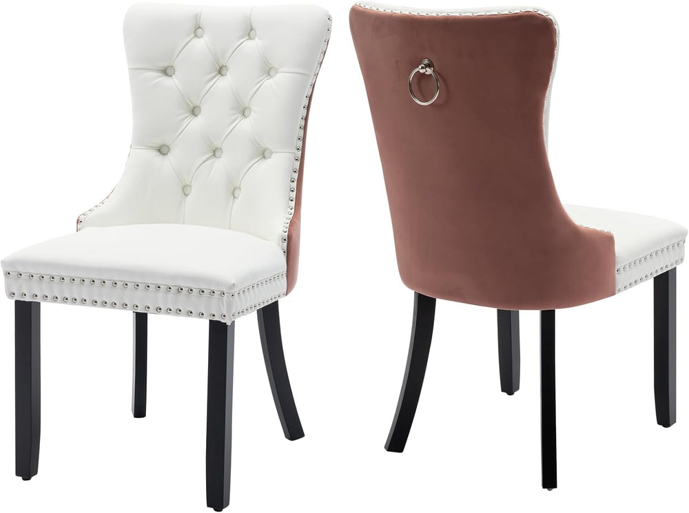 Velvet Dining Chairs Set of 2, High-end Tufted Upholstered Dining Chair with ...