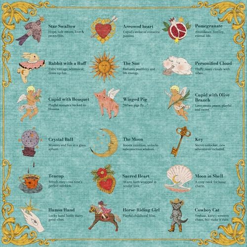 Kokia 4x6 Celestial Sun Moon Unique Fresh Turquoise Soft Washable Area Rug