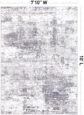Rugshop Distressed Modern Bohemian Abstract Area Rug Gray 7'10" x 10...