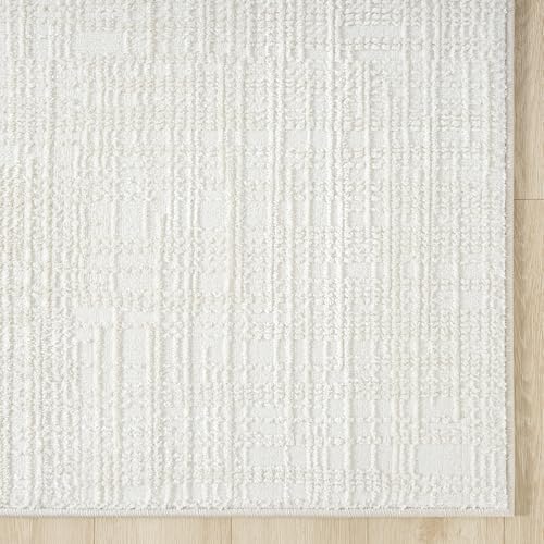 Abani Cream Area Rug - 5'x 8' - Living Room & Bedroom - Textured ...