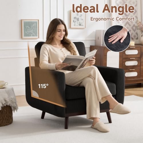 Accent Chair for Bedroom,Reading Chair with Deep Seat,Corduroy Armchair with ...