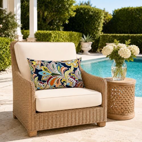 Pack of 2 Patio Lumbar Pillows 12"x20" | Fade Resistant Outdoor Wat...