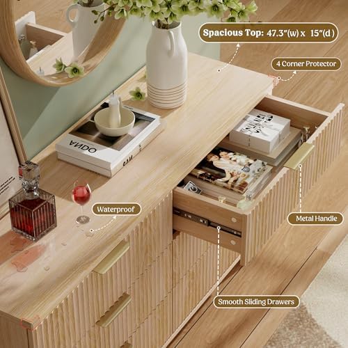 Modern Dresser and Nightstand Sets 3-Piece, 2 Nightstands 6-Drawer Dresser