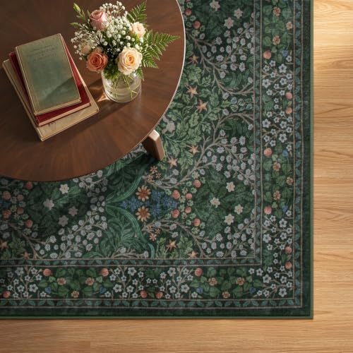 Lahome Dark Green Area Rugs 8x10, Soft 8x10 Washable Rugs for Living Room
