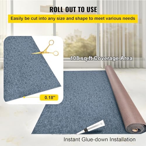 Happybuy 6 ft x 39 ft Grey Marine Carpet for Boats Waterproof - 0.18" Th...