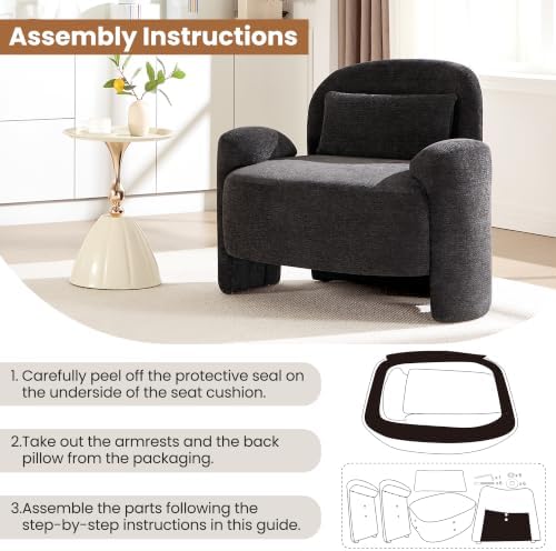Accent Chair for Living Room, Modern Chenille Fabric Lounge Reading Sofa Chai...