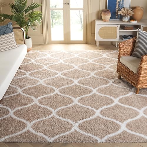 SAFAVIEH Tahoe Shag Collection Area Rug - 9' x 12', Beige & White...