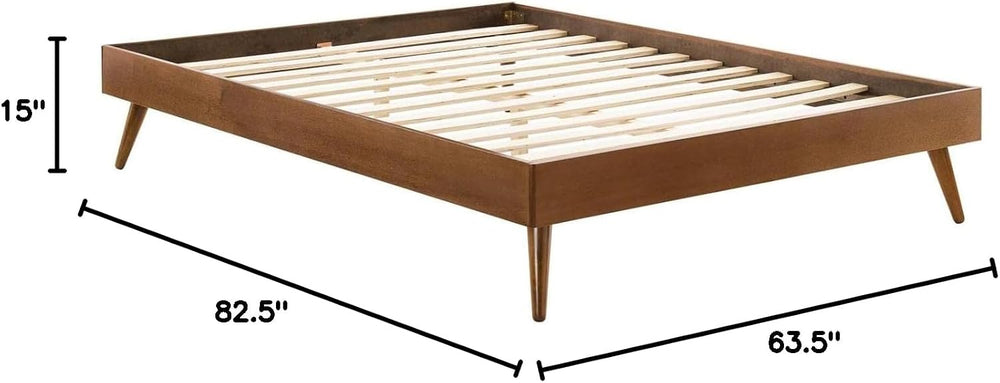 Modway Margo Queen Wood Platform Bed Frame in Walnut