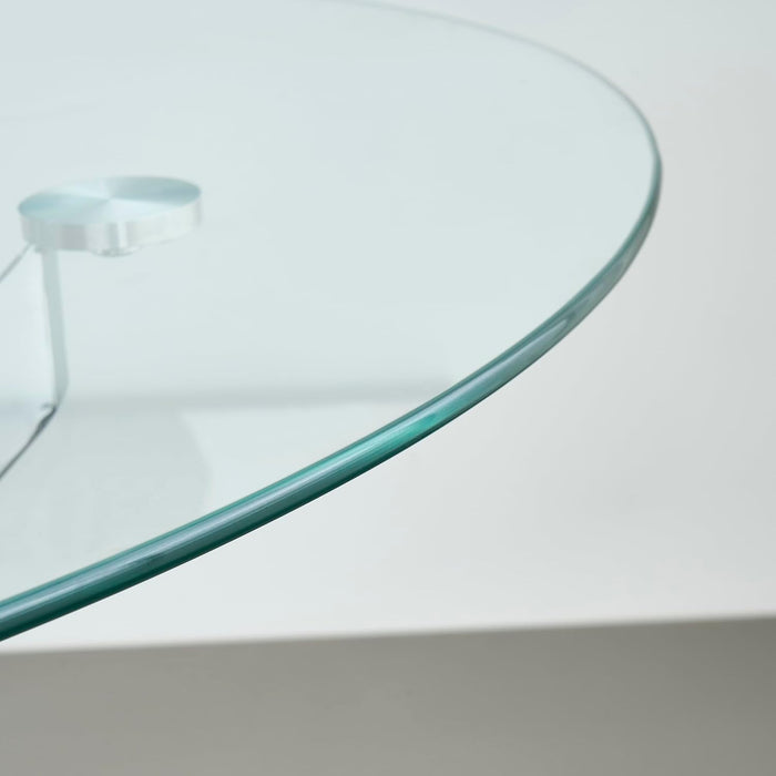Modern Dining Table for 4-6 People, 47" Round Dining Table with Silver Chrome Metal X-Base, Circle Tempered Glass Dining Room Table, Small Kitchen Dining Room Tables Dinner Tables