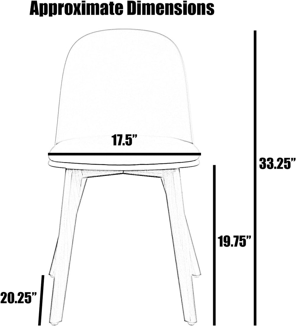 2xhome Set of 2 Modern Armless Dining Chairs | Plastic Shell with PU Leather ...