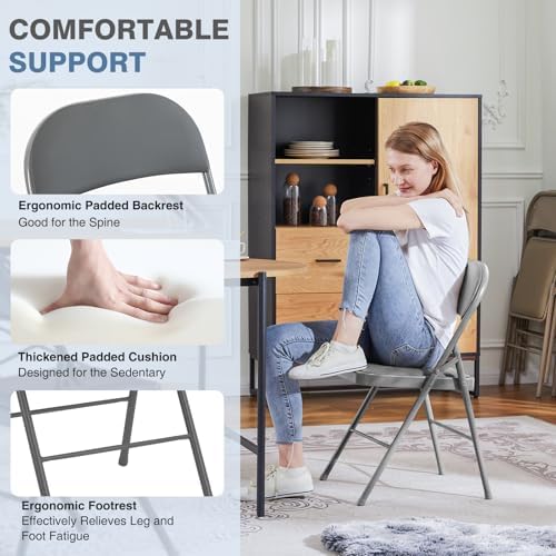DUMOS Padded Folding Chairs 2 Pack, Dining Chairs, Outdoor Home Office