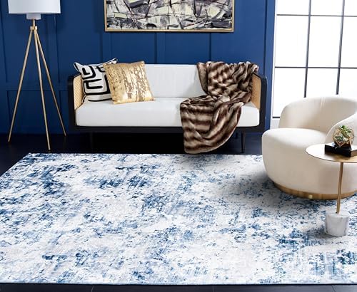 SAFAVIEH Amelia Area Rug 9'x12', Modern Navy & Grey ALA705N