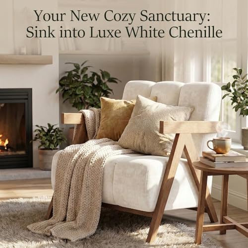Modern Accent Chair for Living Room Bedroom,Comfy Chenille Reading Chair with...