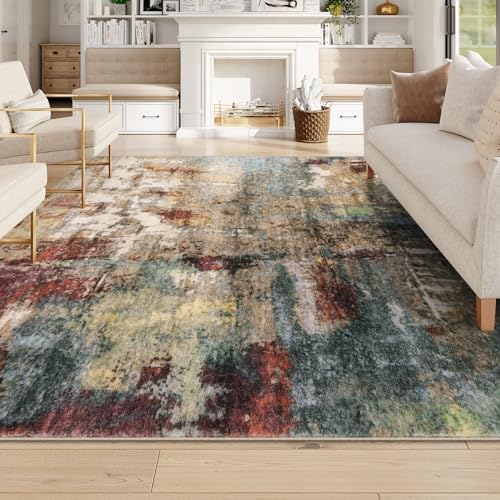 Lahome Modern Abstract Living Room Rug 8x10, Washable 8x10 Area Rugs for Bedr...