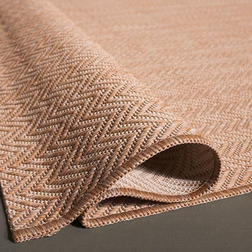 SAFAVIEH Courtyard Outdoor Area Rug 5'3"x7'7", Natural &...