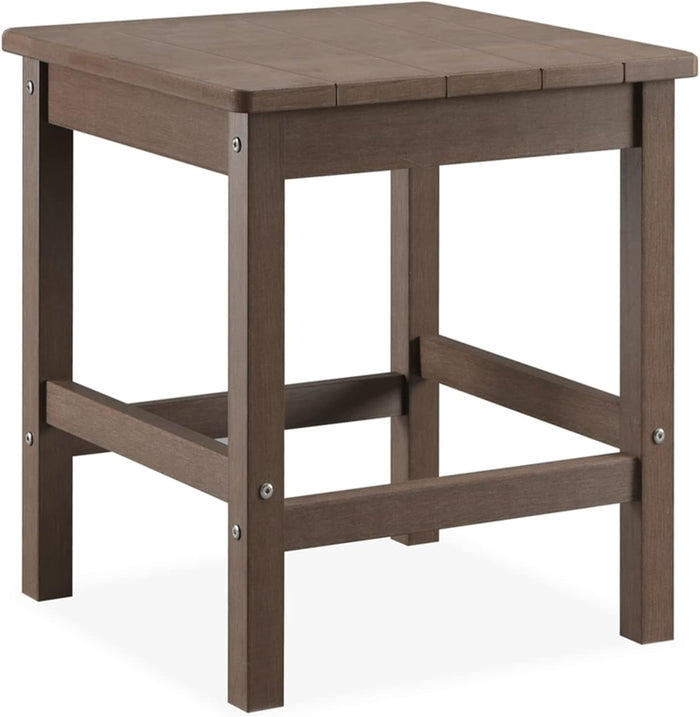 Pslivam Outdoor Side Table, 15.6" Poly Lumber Adirondack Side Table, Weather Resistant Patio Side Table for Poolside, Garden and Front Porch (Brown)