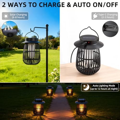 Gen2 Solar Flame Lanterns Halloween Solar Lights for Outdoor Decorations