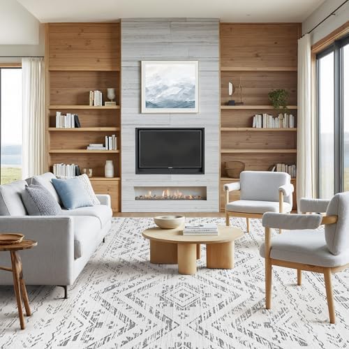 Miukiki 8x10 Area Rug for Living Room, Washable Soft Non Slip Rug Grey