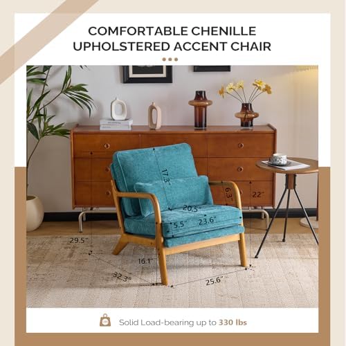 VINGLI Chenille Mid-Century Modern Accent Chair, Cute Reading Arm Chair with ...