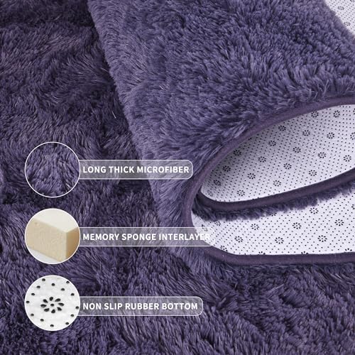 Tepook 6x9 Area Rugs for Living Room, Fluffy Gray Purple Rug for Bedroom