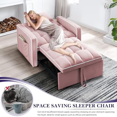 Antetek Convertible Sleeper Chair Bed, 3 in 1 Modern Velvet Pull Out Sofa Bed...
