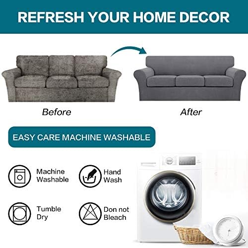 Turquoize 4 Piece Sofa Covers for 3 Cushion Couch Sofa Slipcover Soft Couch C...