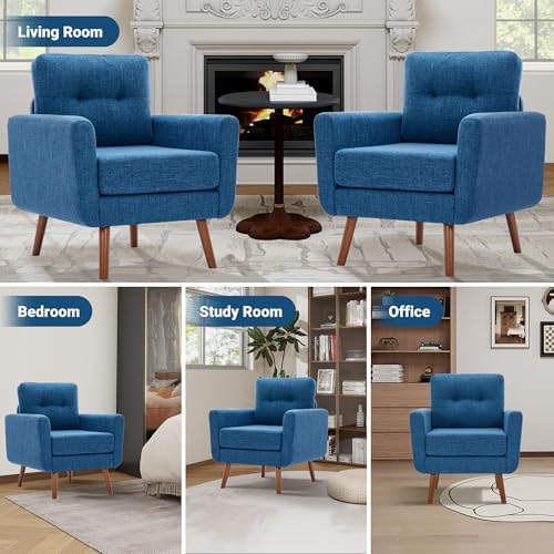 Tbfit Linen Fabric Single Sofa, Accent Chair, Mid Century Modern Armchair for...