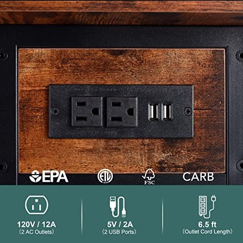 Yoobure End Table with Charging Station, Flip Top Side Table with USB Ports a...