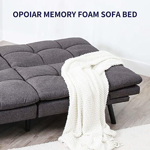 Opoiar Futon Sofa Bed,Small Splitback Linen Fabric Memory Foam Couch,Modern C...