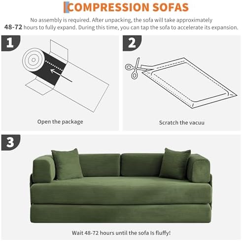 Garvee 5-in-1 Convertible Sofa Bed, 78.8" Modular Corduroy Sleeper with ...