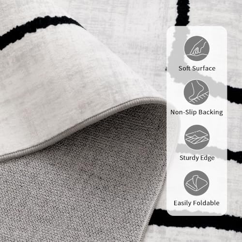 YIHOUSE 8x10 Washable Modern Abstract Black White Area Rug