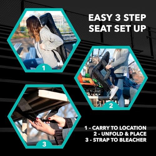 Driftsun 2 Pack Extra Wide Stadium Seats with Back Support - Deluxe Foldable ...