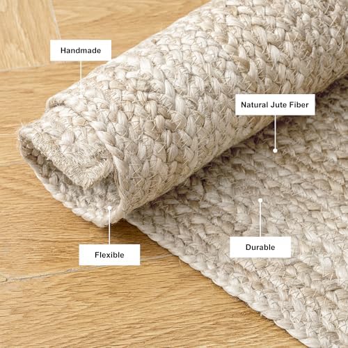 Shatex Jute Rug 6x9ft, Large Chunky Farmhouse Area Rug, Handcrafted Braided R...