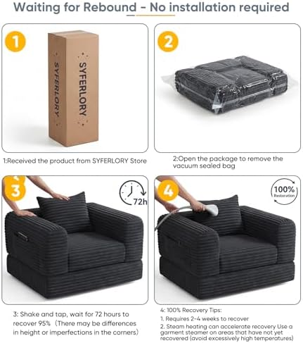 SYFERLORY Versatile 2 in 1 Boneless Armchair Chaise Lounge Chair Indoor, Conv...
