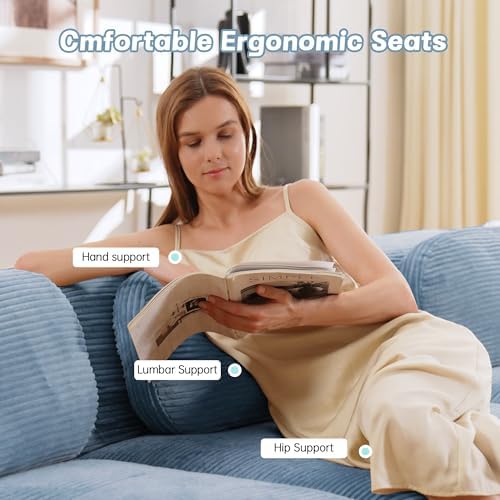 SoarFlash Sectional Middle Position Sofa, Blue | Modern Lounge Couch with Dee...