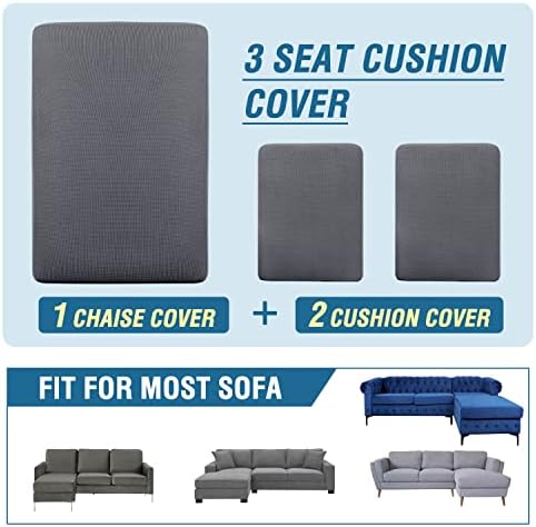 H.VERSAILTEX Sectional Couch Covers 3 Pieces Sofa Seat Cushion Covers L Shape...