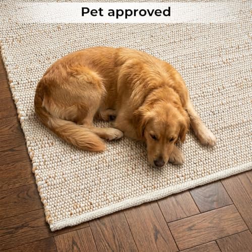 GRUHUM Jute Cotton Area Rug 6X9 ft Natural Hand Woven Farmhouse Rug Large