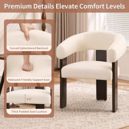 Modern Accent Chair, Barrel Armchair, U-Shaped Backrest, White