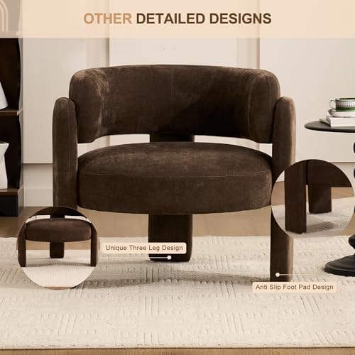 Modern Accent Barrel Chair,Mid Century Single Armchair with Curved Backrest U...