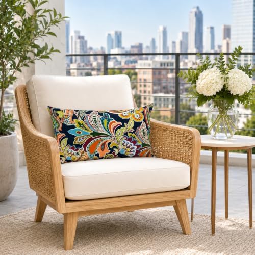 Pack of 2 Patio Lumbar Pillows 12"x20" | Fade Resistant Outdoor Wat...