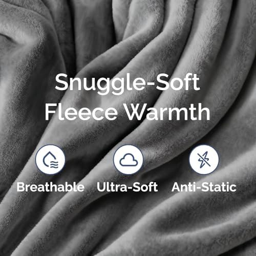 Fleece Blanket Queen Size - Ultra-Soft Flannel Fleece Blanket - Dark Grey