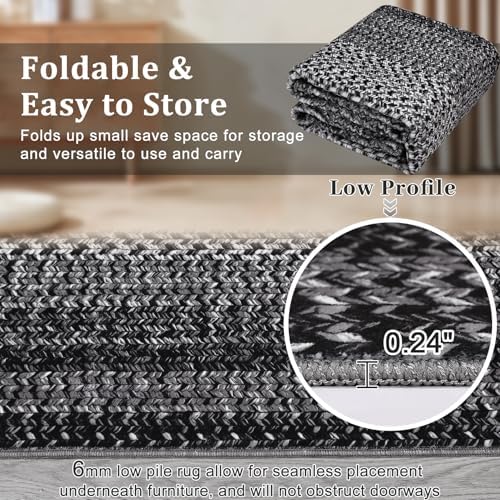 RUGSREAL 8x10 Washable Area Rug for Living Room with Rubber Backing