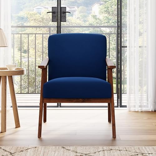 Mid Century Accent Chair, Boho Farmhouse Accent Chairs for Living Room, Retro...