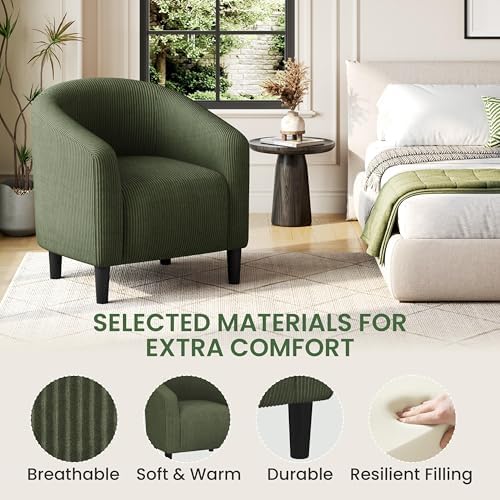 Yaheetech Compact Corduroy Accent Chairs Set of 2 for Bedroom, Dark Green