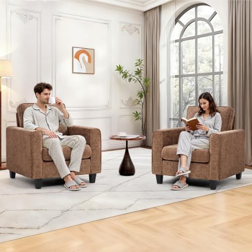 Chenille Accent Chair for Living Room, Mid Century Modern Reading Chair for B...