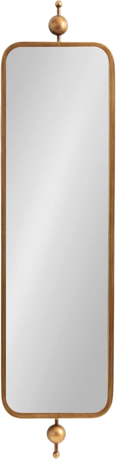 Kate and Laurel Kasota Traditional Slim Panel Wall Mirror, 9 x 36, Antique Go...